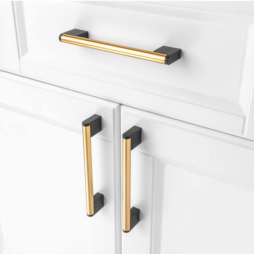 COPY - Boss Bar Cabinet Pull - Golden Handle with Black Ends Furniture Hardware